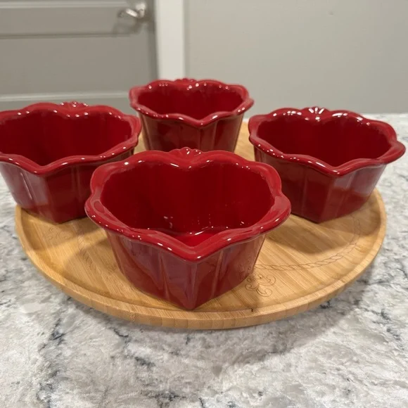 Princess House Red Heart-Shaped Bowls